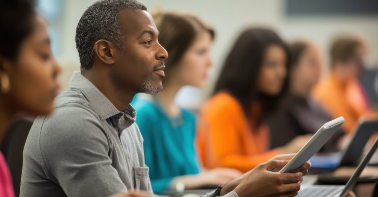 Adultes dans une session de formation